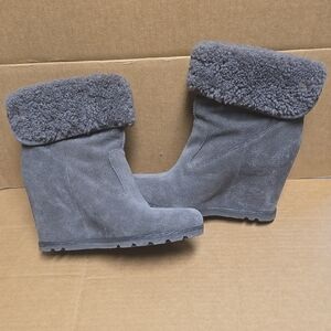 UGG Charcoal Suede Wedge Boots